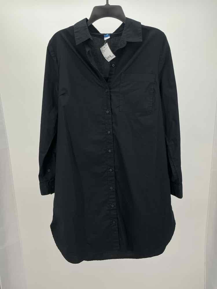 black long sleeve dress old navy Size M button front Tunic Knee Length – Evilena's Red Dresser Motel Munasa One-Shoulder Drop MD23Dresses neck sheer elasticized sleeves Boyut:12